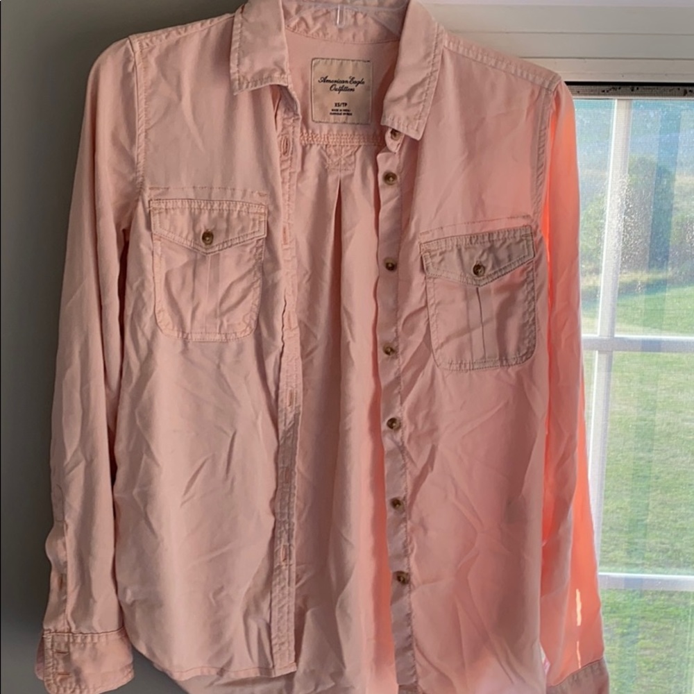 Pink/blush long sleeve button up
